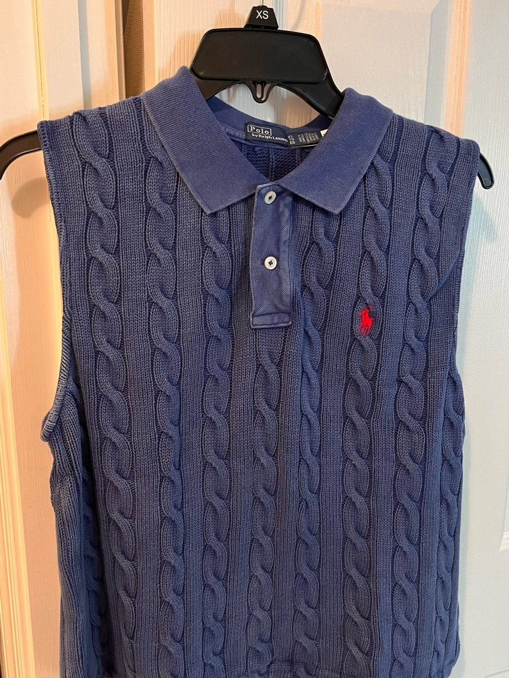 Polo by Ralph Lauren women’s Navy Cable-Knit Sleeveless Polo